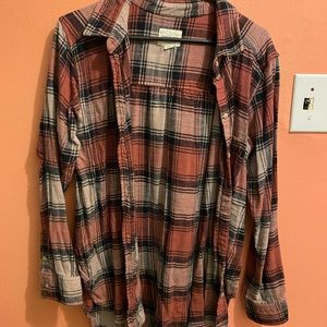 AE Destroyed Oversized Plaid Shirt